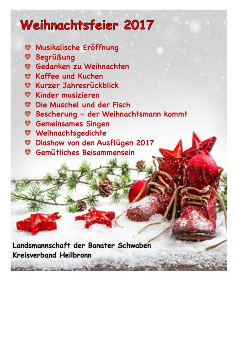 Einladung zur Weihnachtsfeier Landsmannschaft der Banater Schwaben e.V.